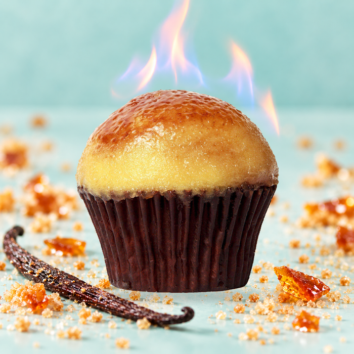 Dreamy Creations crème brûlée cupcake with a caramelized top