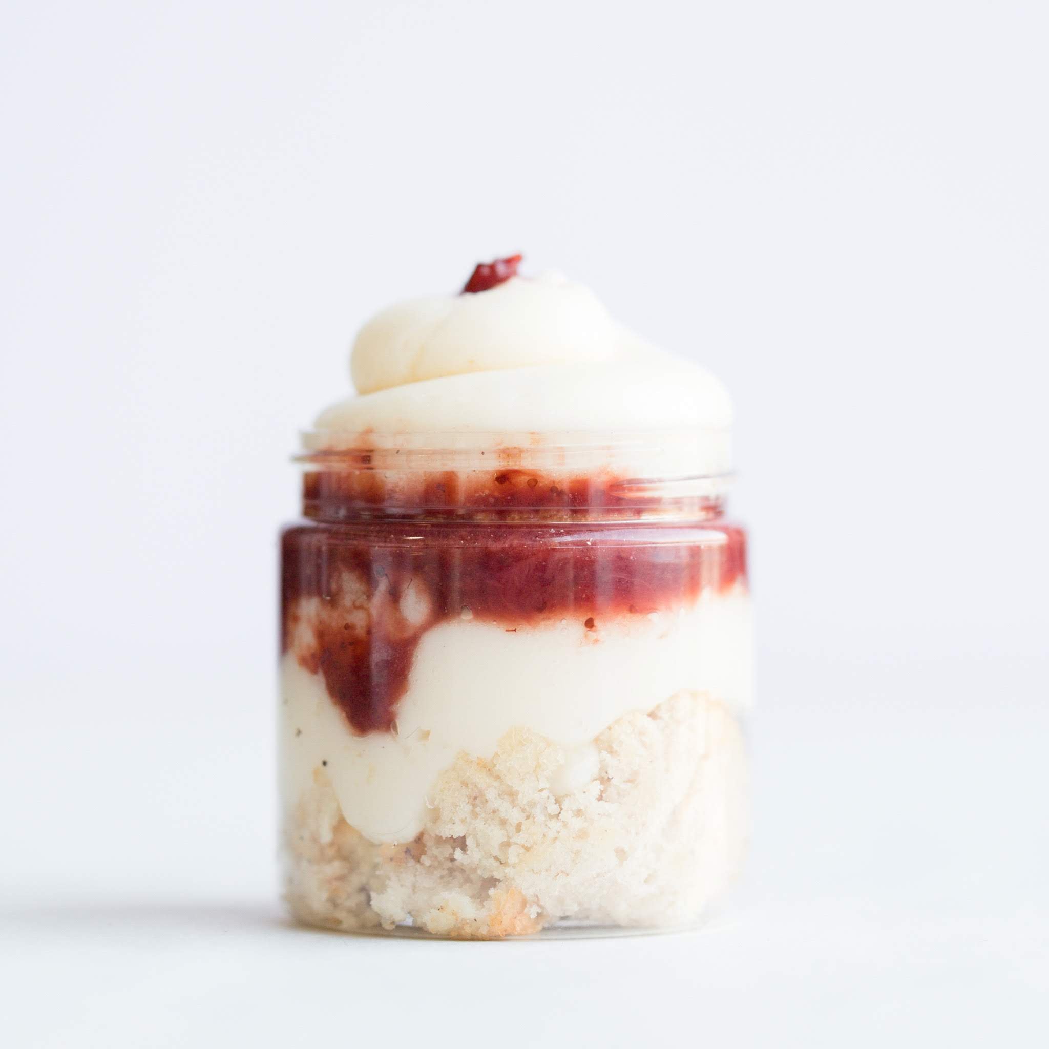 Strawberries and cream cake jars